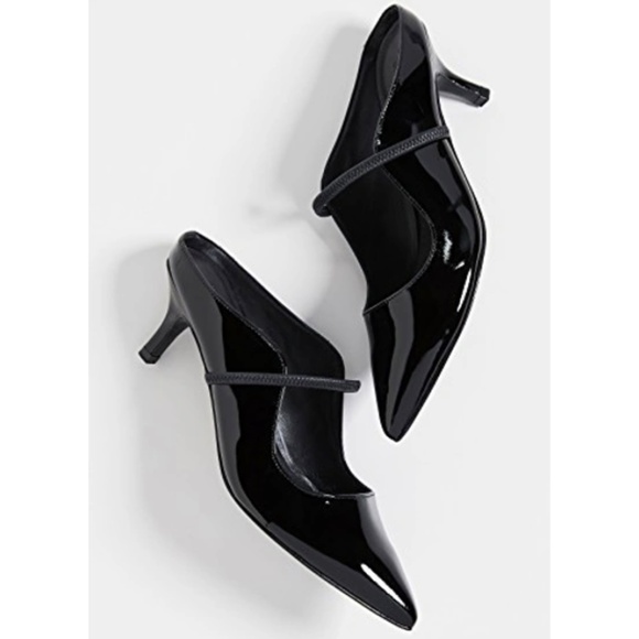 SIGERSON MORRISON Beryl Mule Pumps Ponted Toe Black Patent Leather Heeled Shoes - Picture 2 of 10